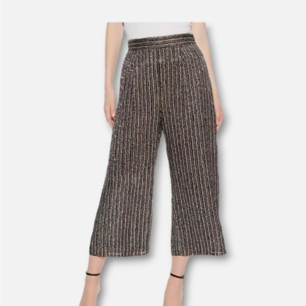 Parker NY $498 Ellen Sequin Hi Waist Wide Leg Crop Pants  size 6